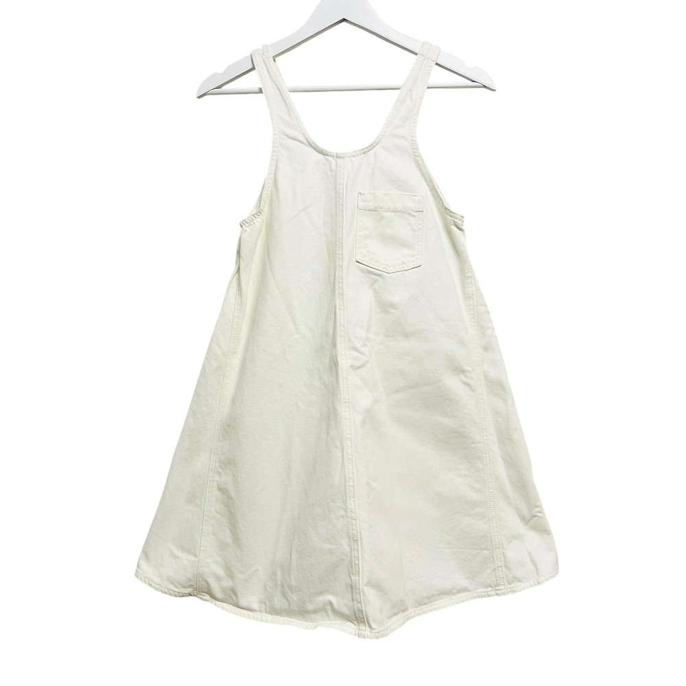 Collusion Dress Womens 4 White Denim Tank Trapeze Swing‎ Mini Cotton Casual